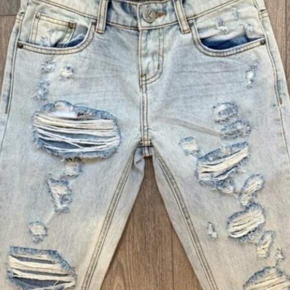 Free People One Teaspoon Awesome Baggies Jeans Straight leg Frayed Light Wash - Picture 4 of 15